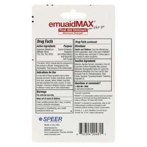 emuaidmax pomada de primeros auxilios envase dorso instrucciones e ingredientes