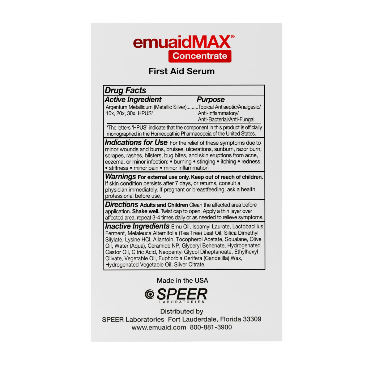 emuaid max concentrate suero de primeros auxilios etiqueta