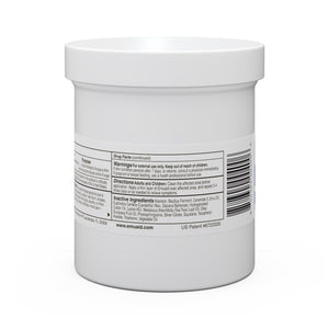 envase blanco con la etiqueta del producto y las instrucciones