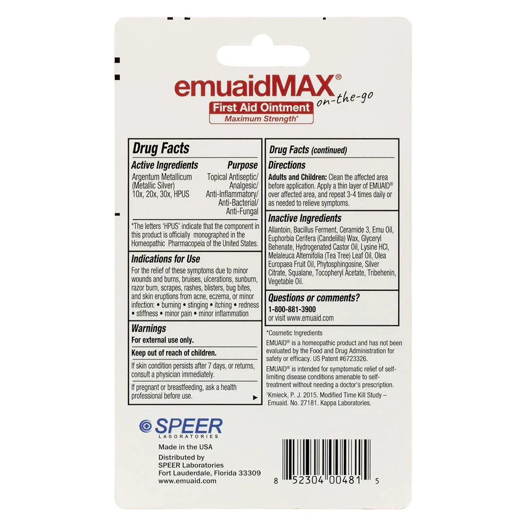 emuaidmax pomada de primeros auxilios envase dorso instrucciones e ingredientes