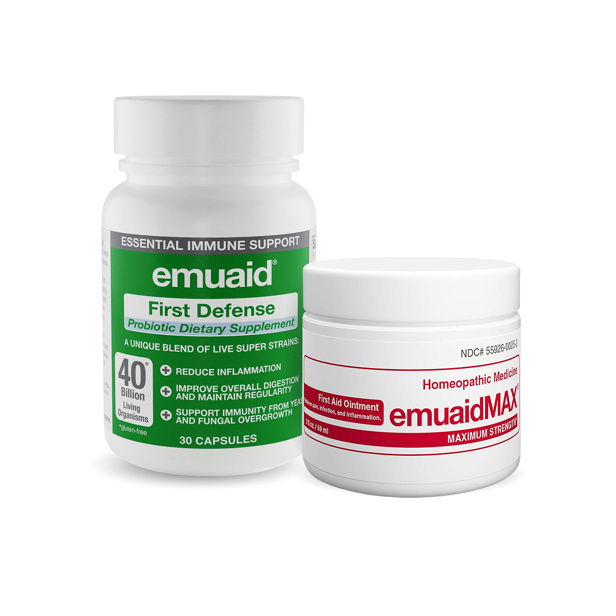 Compre 2oz EMUAIDMAX® y reciba un 10 por ciento de descuento en First Defense Probiotic