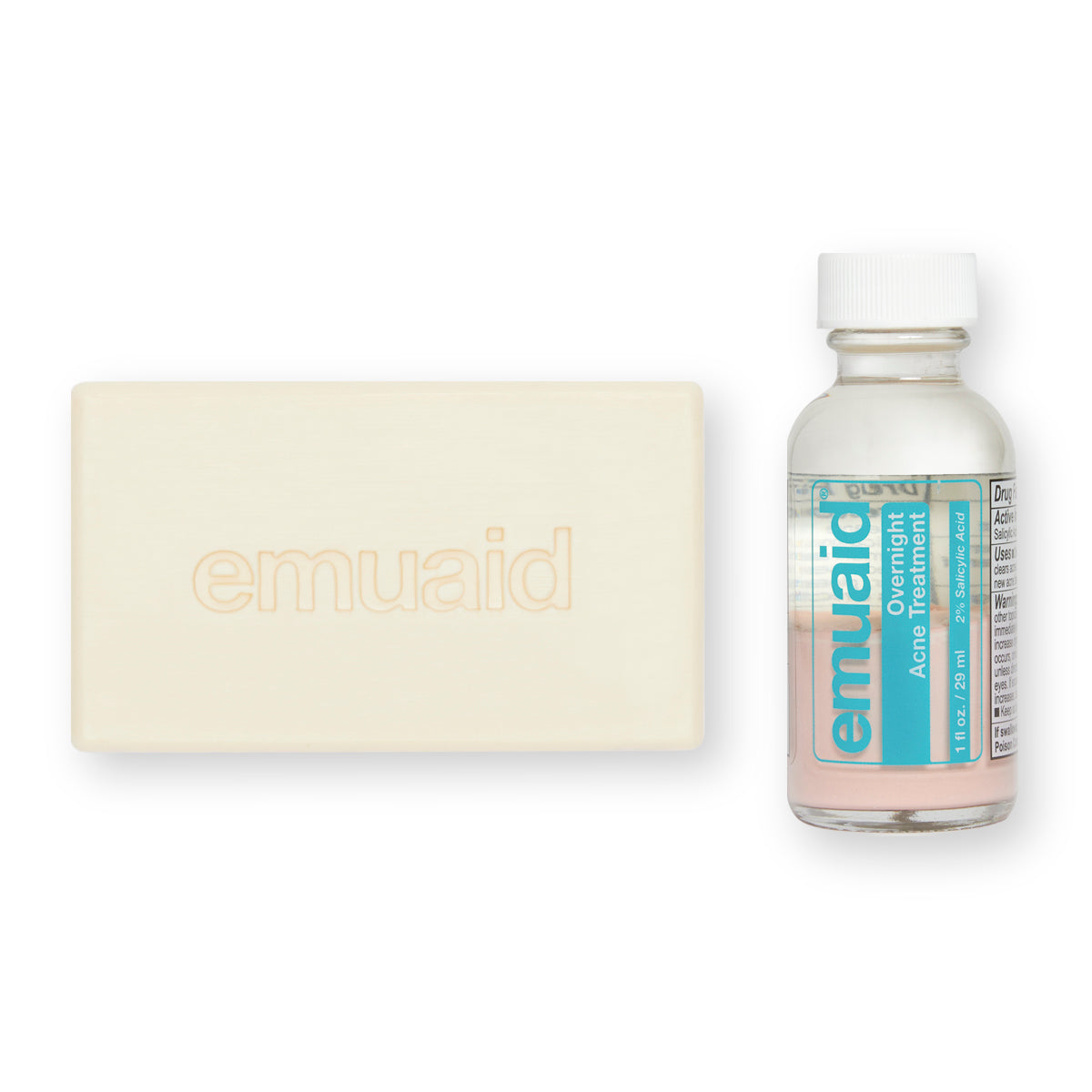 Esta es una imagen del EMUAID® Overnight Acne Treatment.and the EMUAID® Therapeutic Moisture Bar.